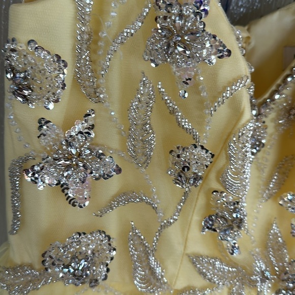 Mac Duggal 68162 yellow corset back ball gown size 12 NEW $798 - Picture 8 of 16